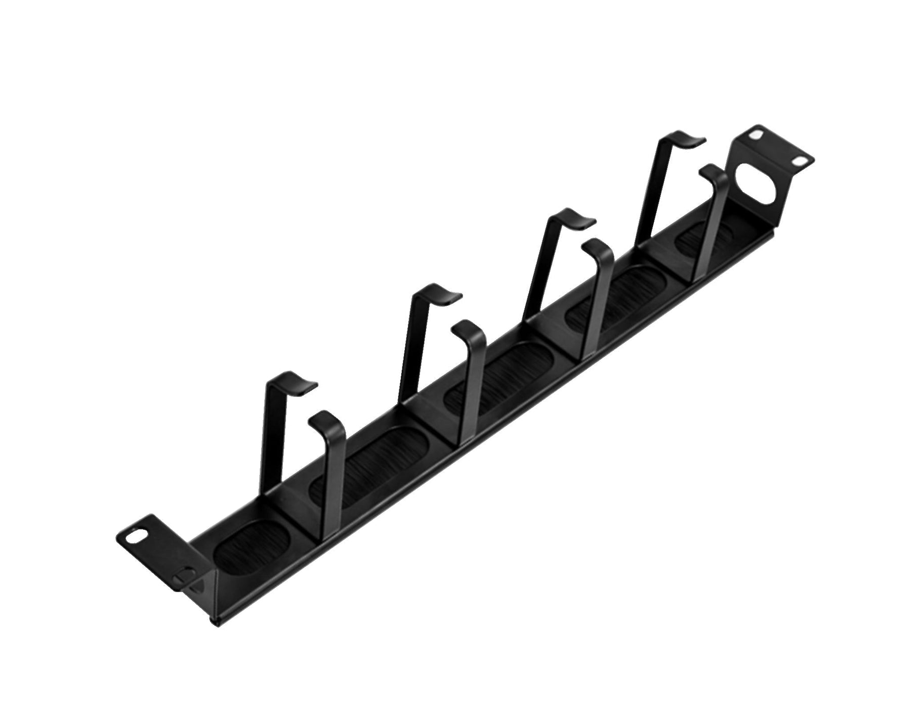 Horizontal Pass-Thru Manager, 1RU, 4 D-rings & Brush Strip, 3.46 in. Depth
