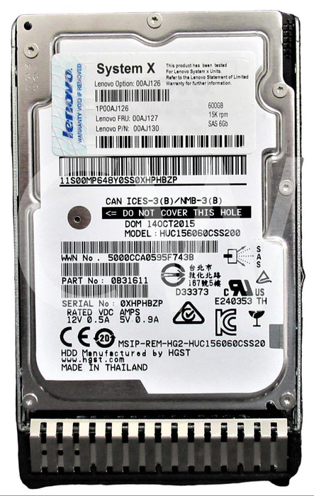 IBM 00AJ127 00AJ126 00AJ130 600GB 15K RPM 6Gb/s 2.5" SAS SERVER Hard Drive