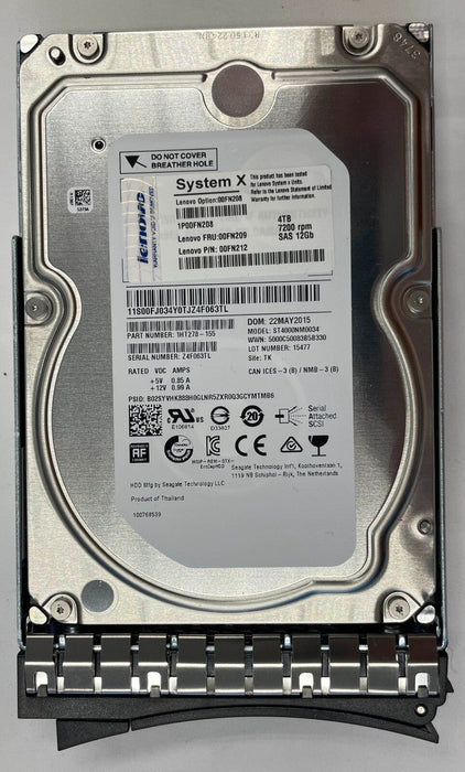 00FN209 00FN208 00FN212 LENOVO 4TB 7.2K 12Gb/s G2HS 3.5" SAS Hard Drive