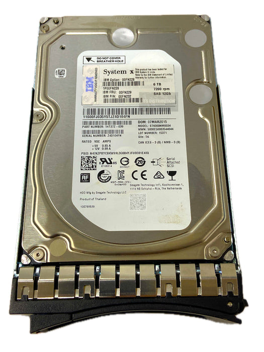 00FN228 I IBM 00FN229 00FN232 6TB 3.5" Near Line SAS 7.2K 12Gb/s HS Hard Drive
