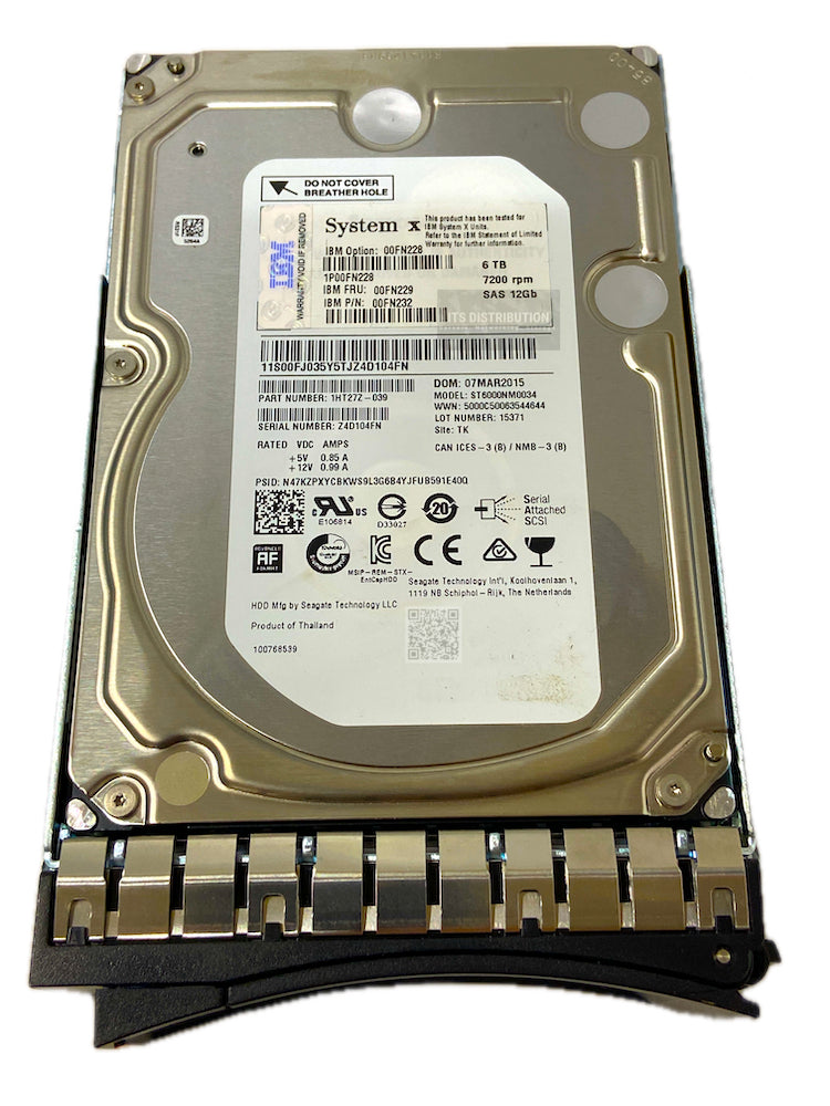 00FN228 I IBM 00FN229 00FN232 6TB 3.5" Near Line SAS 7.2K 12Gb/s HS Hard Drive