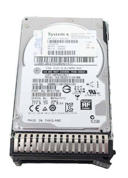IBM 00NA262 00NA261 00NA265 1.2TB 10K RPM 12Gb/s 2.5" SAS Hard Drive