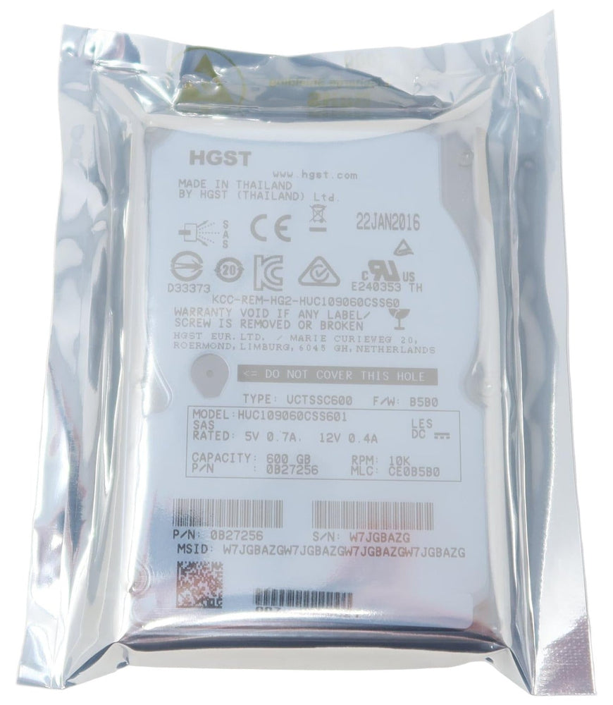 0B27256 HUC109060CSS601 Hitachi 600Gb 10K 6Gb/s 2.5" SAS Hard Drive