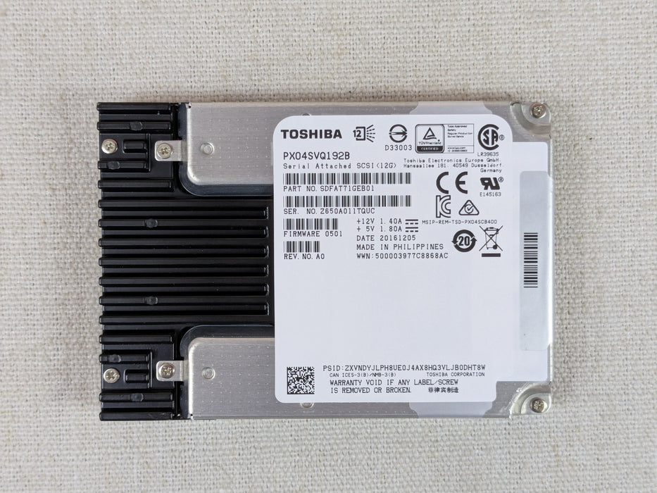Toshiba PX04SVQ192B 1.92TB 12Gb/s 2.5" Mix Use SAS SSD SDFAT71GEB01