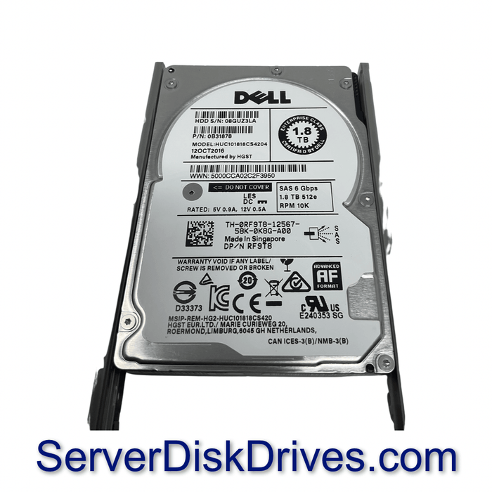 Dell 1.8TB 6G 10K 2.5" SAS SFF RF9T8 HUC101818CS4204 Hard Drive