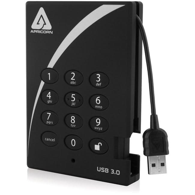 Apricorn Aegis Padlock A25-3PL256-1000 1TB 256B AES XTS External Hard Drive