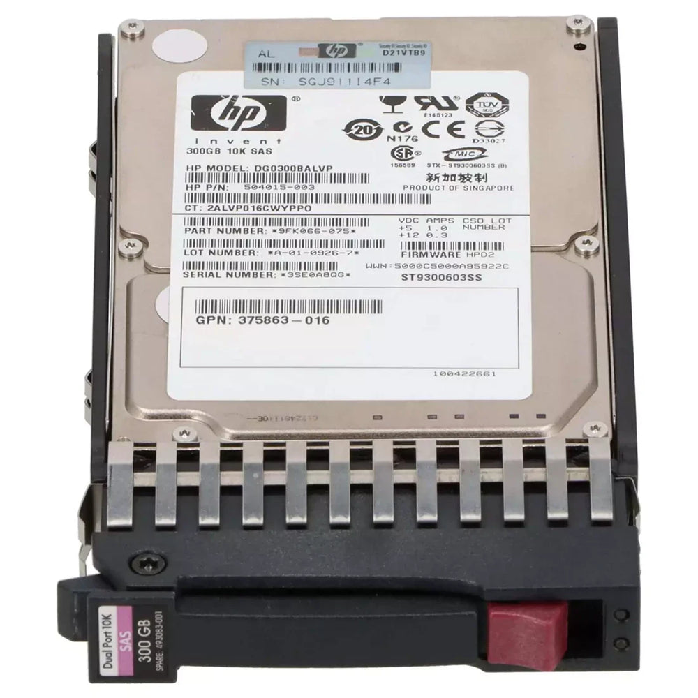 HP 493083-001 Dual Port 300GB 3G 10k Sff SAS Internal Hdd | USED