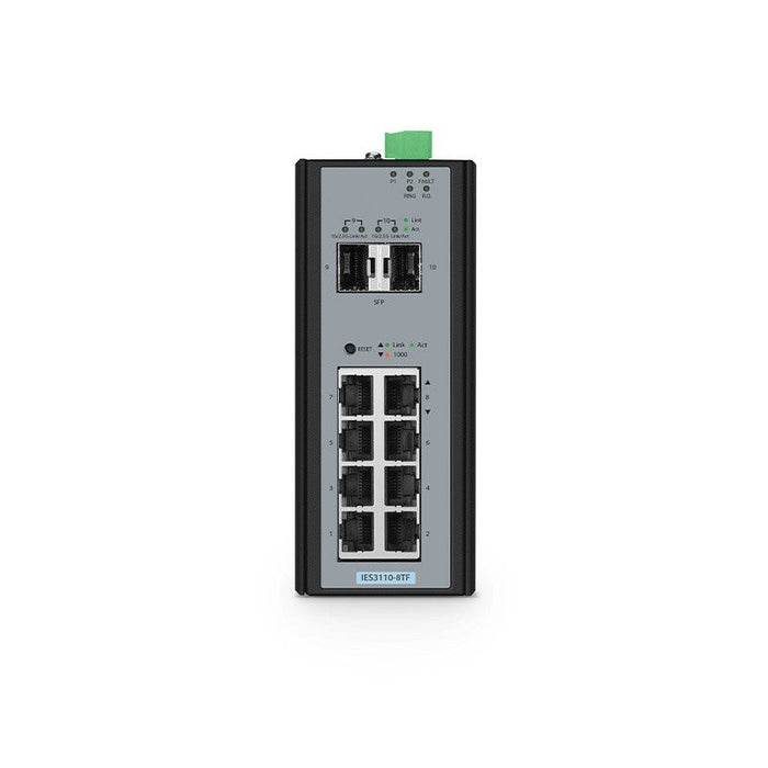 OW-IES3110-8TF, 8-Port Gigabit Ethernet L2+ Managed Industrial Switch, 8 x 10/100/1000BASE-T, with 2 x 1/2.5Gb SFP, -40 to 75°C Operating Temperature