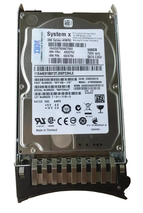 IBM 42D0753 500 GB Hard drive 2.5" Internal SATA 3Gb/s | USED