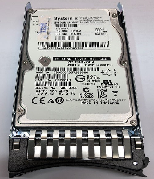 IBM IBM 81Y9651 900 GB Hard drive 2.5" Internal SAS 6Gb/s New F/s | USED