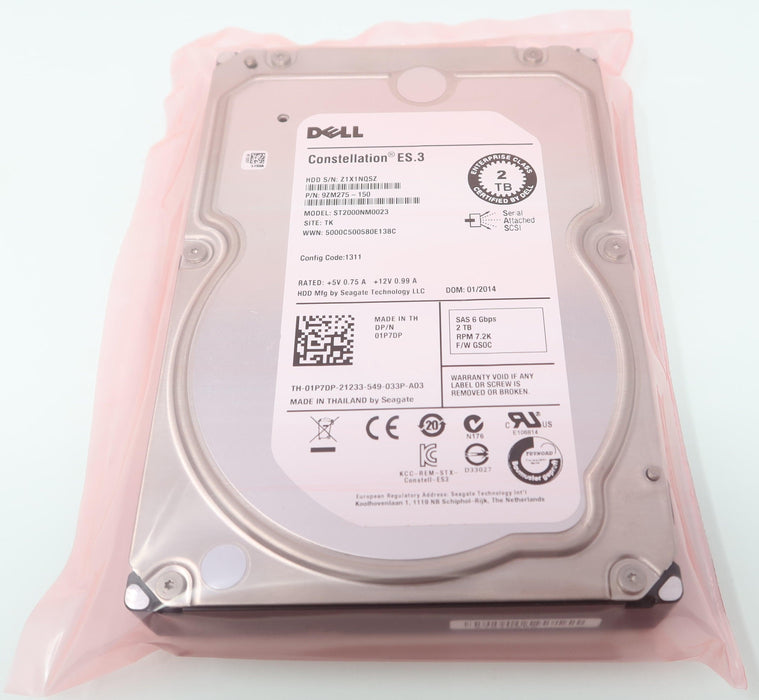 DELL ST2000NM0023 1P7DP 2Tb 7.2k 6G 3.5 SAS Hard Drive