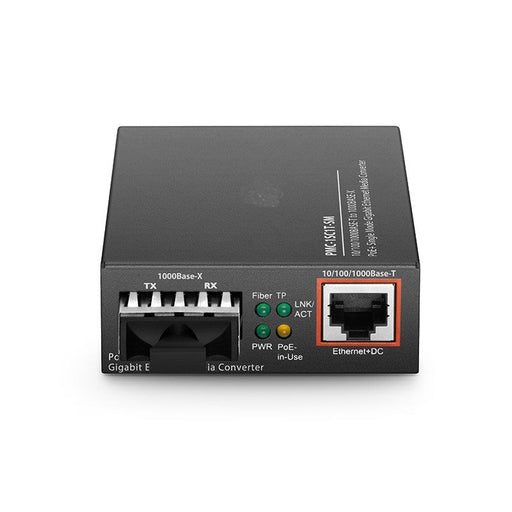 1x 10/100/1000Base-T to 1x 1000Base-X Single Mode SC 1310nm 10km Gigabit Ethernet PoE+ Media Converter