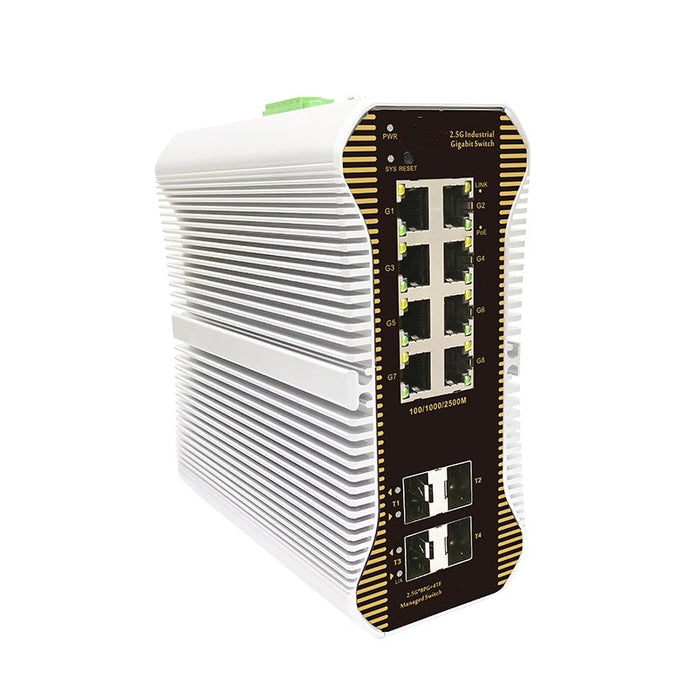 8-Port Gigabit Ethernet L3 Managed  Industrial PoE++ Switch, 8 x 1/2.5G PoE++ Ports@480W, with 2 x 1/10Gb SFP+, -40 to 75°C Operating Temperature