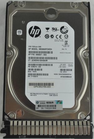 HP MB3000FCWDH 3TB 7.2k SAS 6G 3.5" Hot Swap Internal Hard Drive | USED