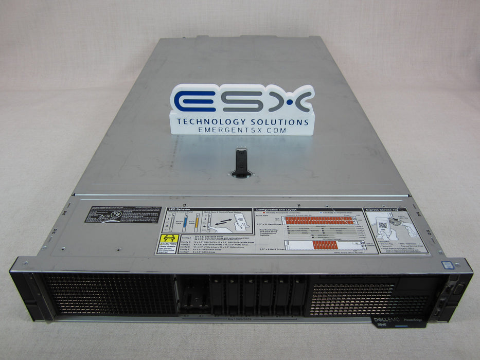 Dell PowerEdge R840 Server 4x Gold 6132 2.6GHz 56 Core 512GB RAM 2x 960GB H740p