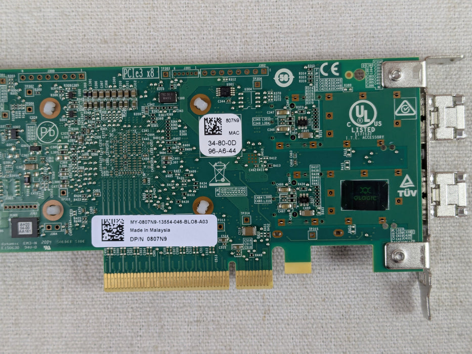 Dell 807N9 Qlogic QL41112 Dual Port 10G SFP+ Network Adapter w/ SFPs Low Profile