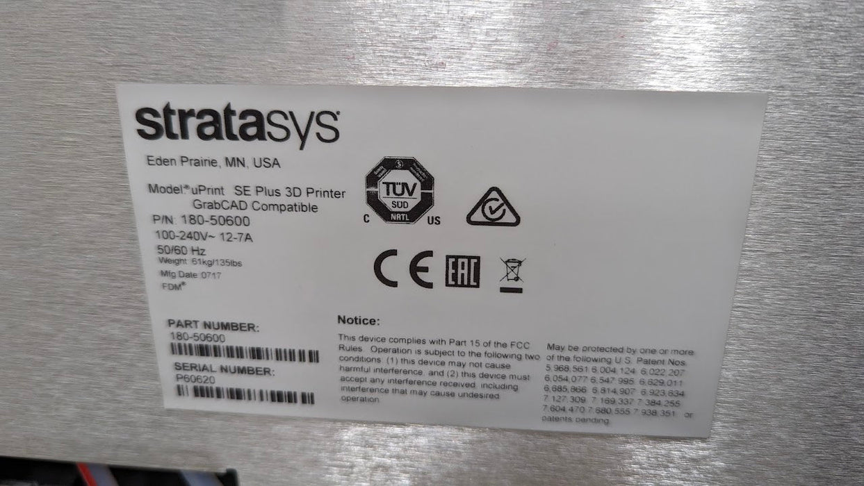 Stratasys uPrint SE Plus 3d Printer, No accessories, tested