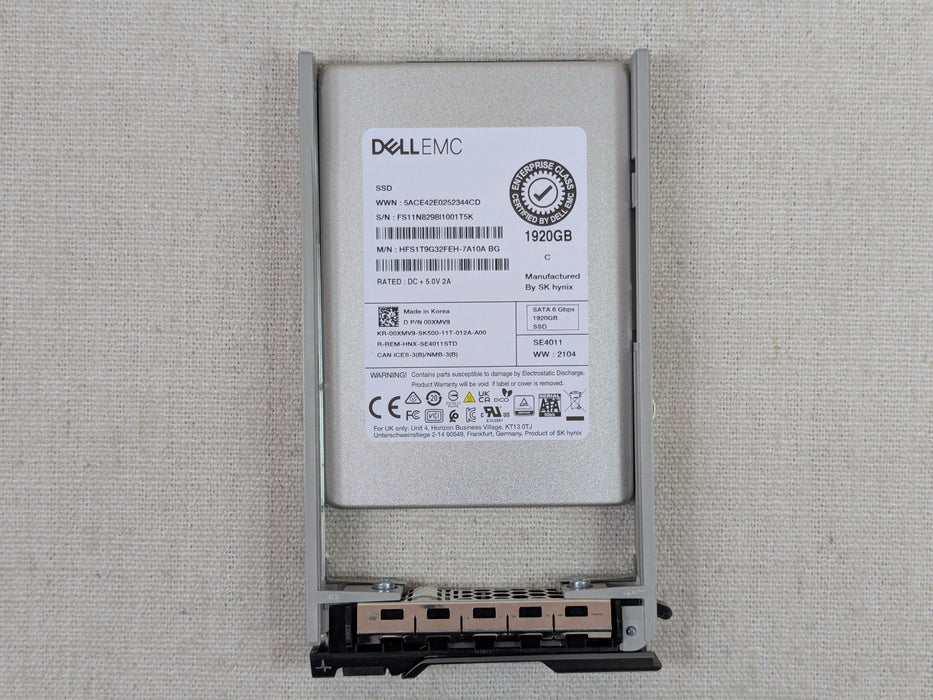 Dell 0XMV9 1.92TB 6Gb/s 2.5" SATA TLC SSD SK Hynix HFS1T9G32FEH w/ 13G Tray