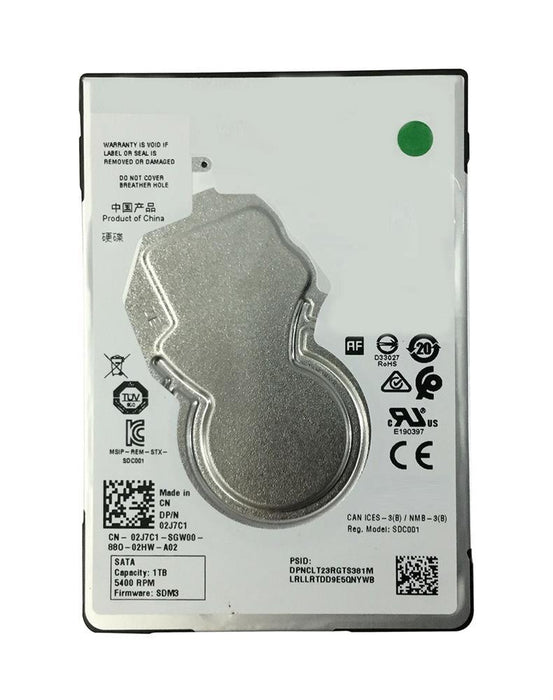 Dell 1TB SATA 5.4k 2.5" 6G 7mm Hard Drive 2J7C1