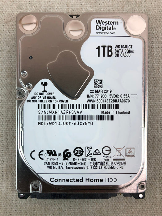 Lot of 5 Western Digital WD10JUCT-63CYNY0 1TB 3.0Gb/s SATA 2.5" HDD 100% health