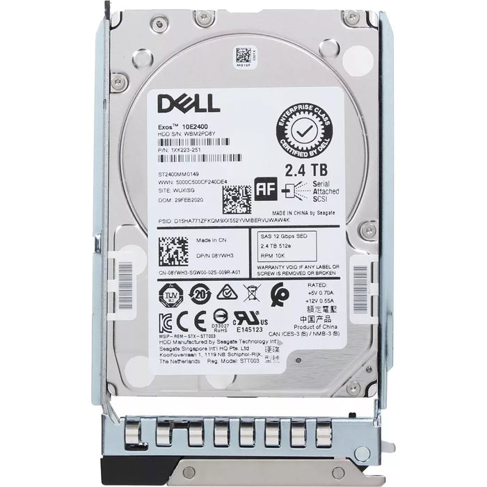 Dell 08YWH3 2.4TB SED 10K SAS-12Gbps 512e 256MB 2.5" 14G Hot-Plug HDD with Tray | USED