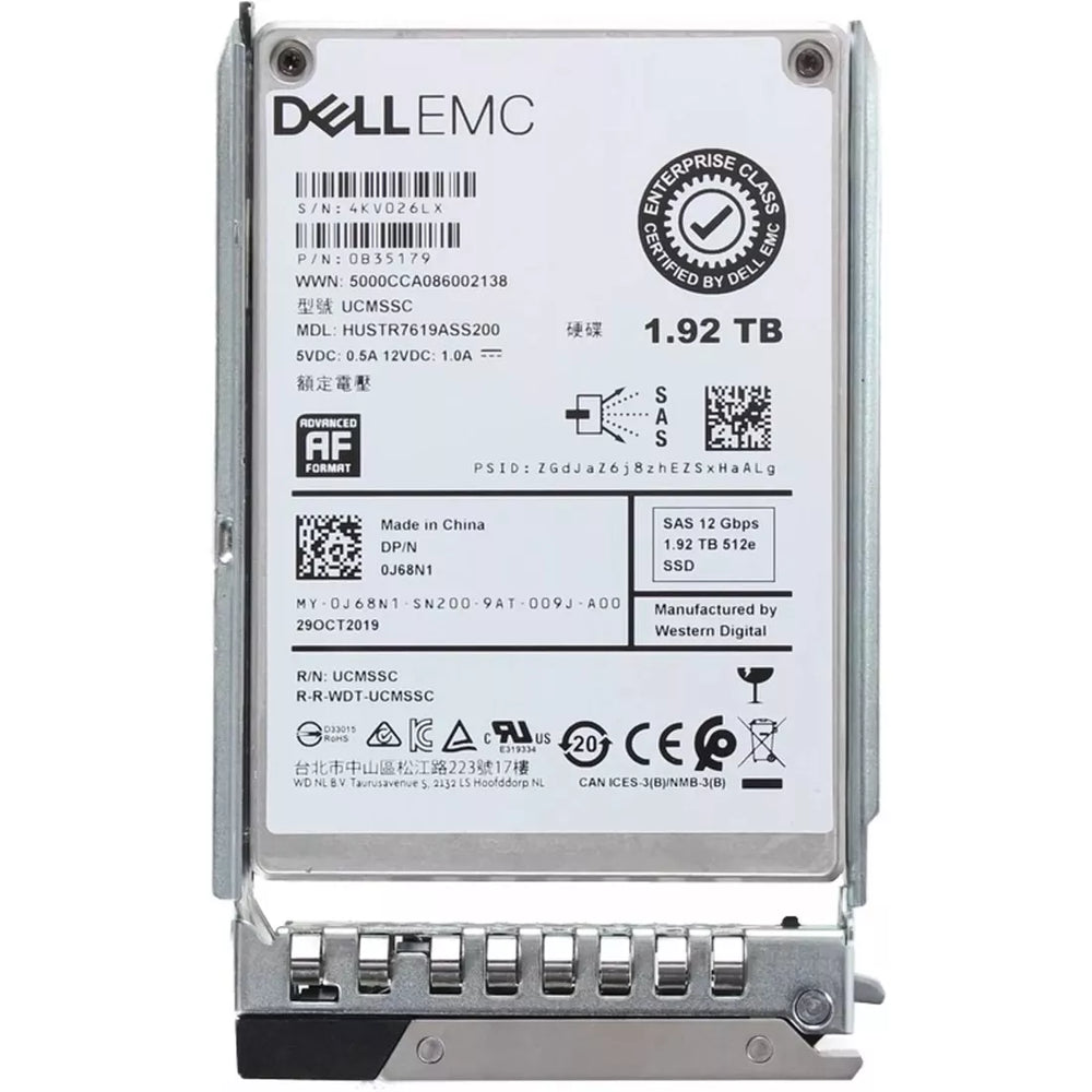 Dell J68N1 1.92TB SAS-12Gbps Read Intensive 1DWPD 2.5Inch SSD | USED