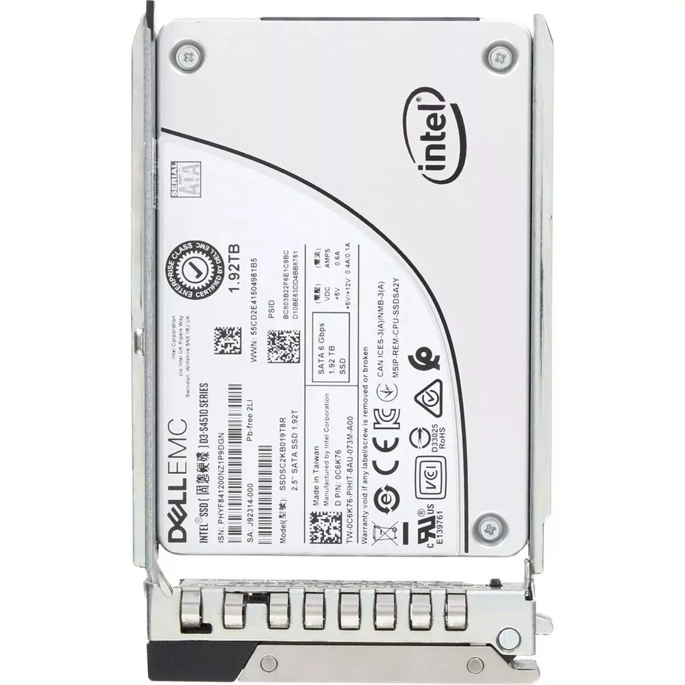 Dell C6K76 1.92TB SATA 6Gbps Read Intensive 1DWPD 2.5-Inch Hot Plug SSD | USED