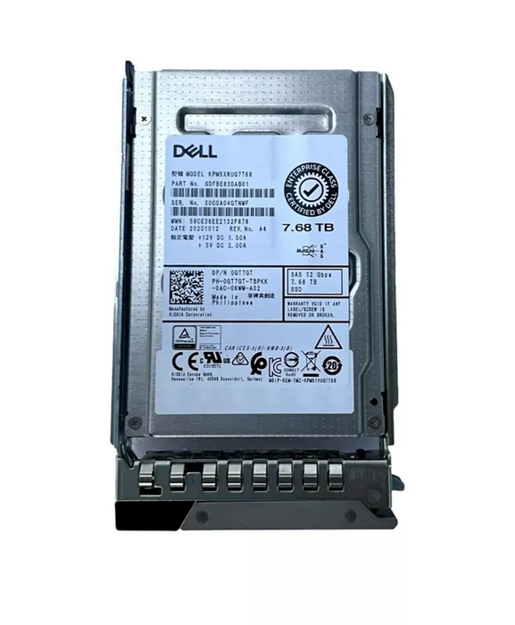 Dell GT7GT 7.68TB SAS-12Gbps Read Intensive 1DWPD 2.5-Inch Hot Plug SSD | USED