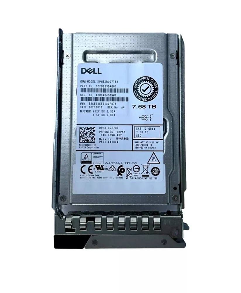 Dell GT7GT 7.68TB SAS-12Gbps Read Intensive 1DWPD 2.5-Inch Hot Plug SSD | USED