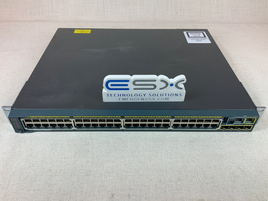 Cisco WS-C2960S-48FPS-L Catalyst 2960S 48 Port PoE+, 4x SFP Switch w/ Rack Ears