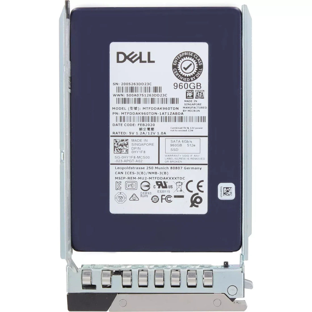 Dell HY1F8 960GB SATA-6Gbps Mixed Use 3DWPD 2.5-inch Hot Plug SSD REF | USED