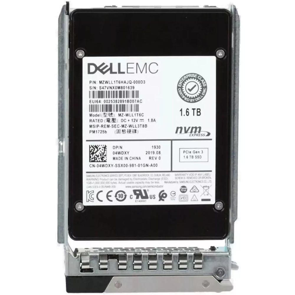Dell 4WDXY 1.6TB PCIe Gen3 NVMe Mixed-Use U.2 2.5Inch SSD | USED