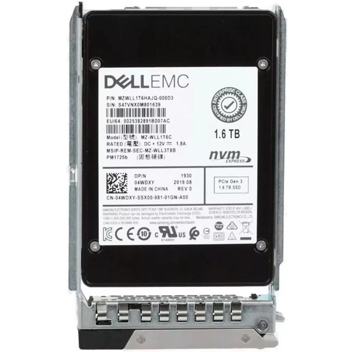 Dell 4WDXY 1.6TB PCIe Gen3 NVMe Mixed-Use U.2 2.5Inch SSD | USED