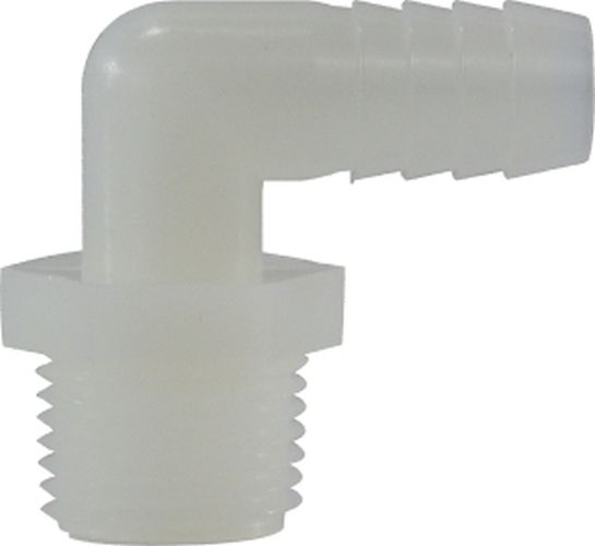 33047W | 3/8 X 1/2 HB X MIP WHT NYLN ELB | Midland Metal Mfg.