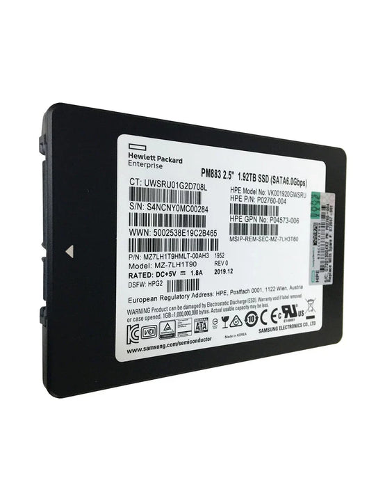 Samsung PM883 MZ7LH1T9HMLT-00AH3 Read Intensive SSD 1.92 TB SATA 6Gb/s HPE OEM | USED