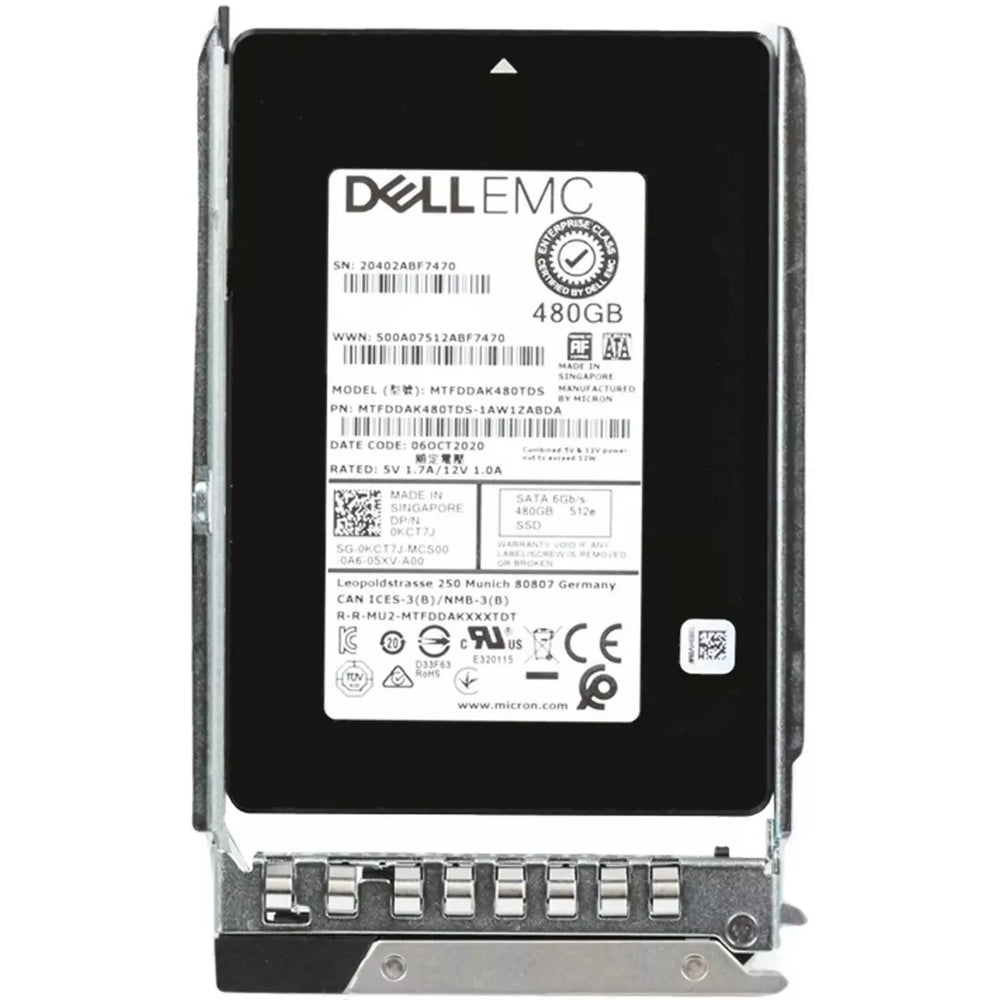 Dell KCT7J 480GB SATA 6Gbps Read Intensive 1 DWPD 2.5 Inch Hot Plug SSD | USED