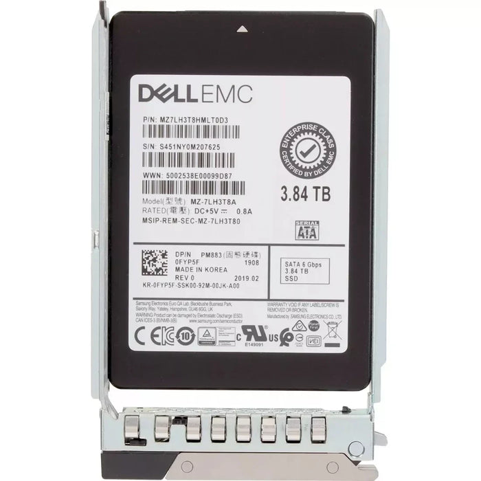 Dell 0FYP5F 3.84Tb SATA-6Gbps 2.5Inch Read Intensive 1DWPD Hot Plug SSD | BRAND NEW
