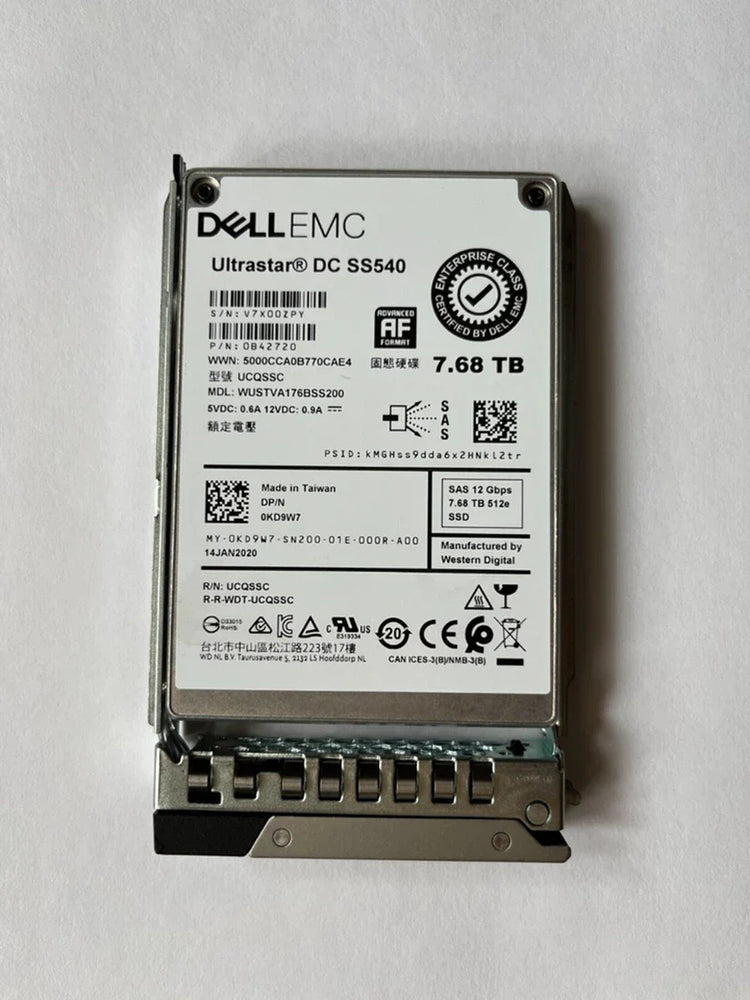 Dell KD9W7 7.68TB SSD TLC SAS Read Intensive 12Gbps | USED