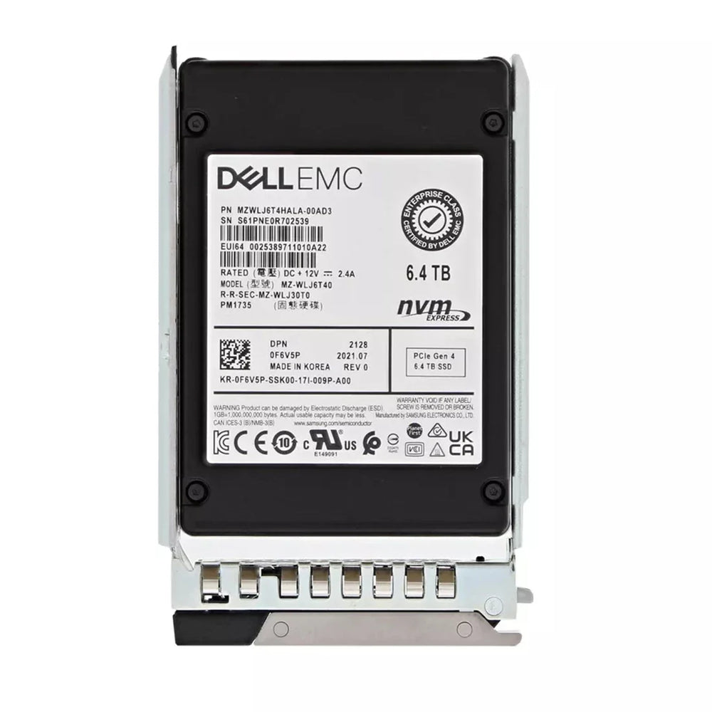 Dell F6V5P PM1735 6.4TB Mix Use NVMe PCIe Gen4, 2.5in SSD | USED