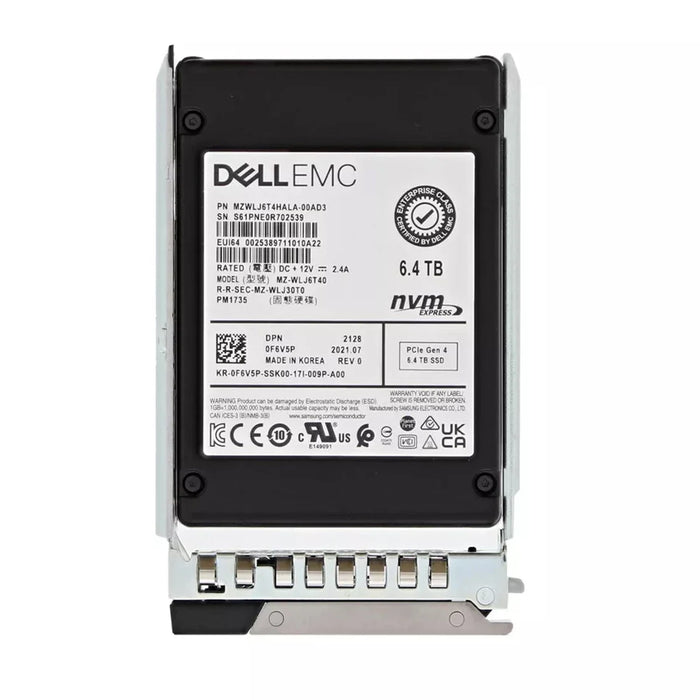 Dell F6V5P PM1735 6.4TB Mix Use NVMe PCIe Gen4, 2.5in SSD | USED