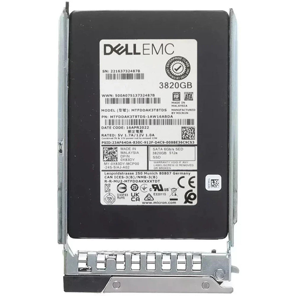 DELL X83DY 3.82Tb SED SATA-6Gbps 2.5Inch R-I 1DWPD SSD | BRAND NEW