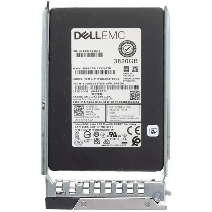 DELL X83DY 3.82Tb SED SATA-6Gbps 2.5Inch R-I 1DWPD SSD | BRAND NEW