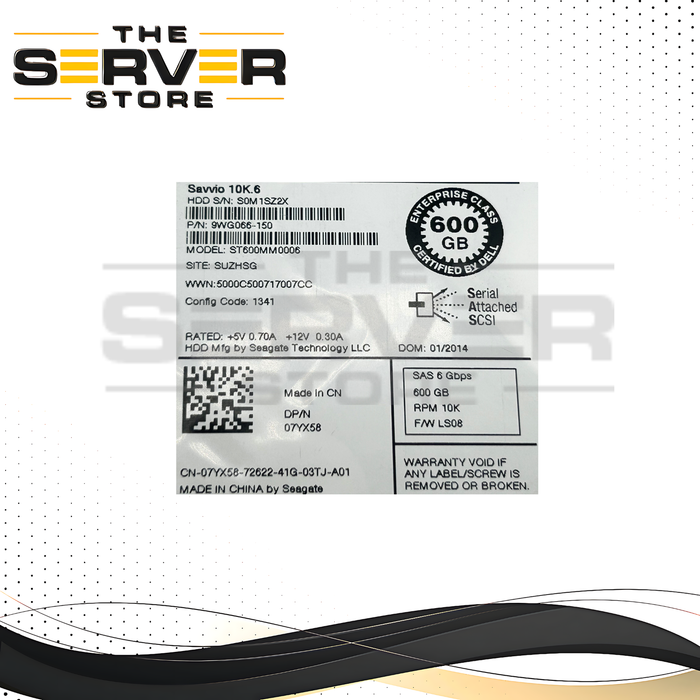 Dell Enterprise 600GB SAS 6G 10K SFF 2.5" HDD Seagate ST600MM0006 07YX58 7YX58