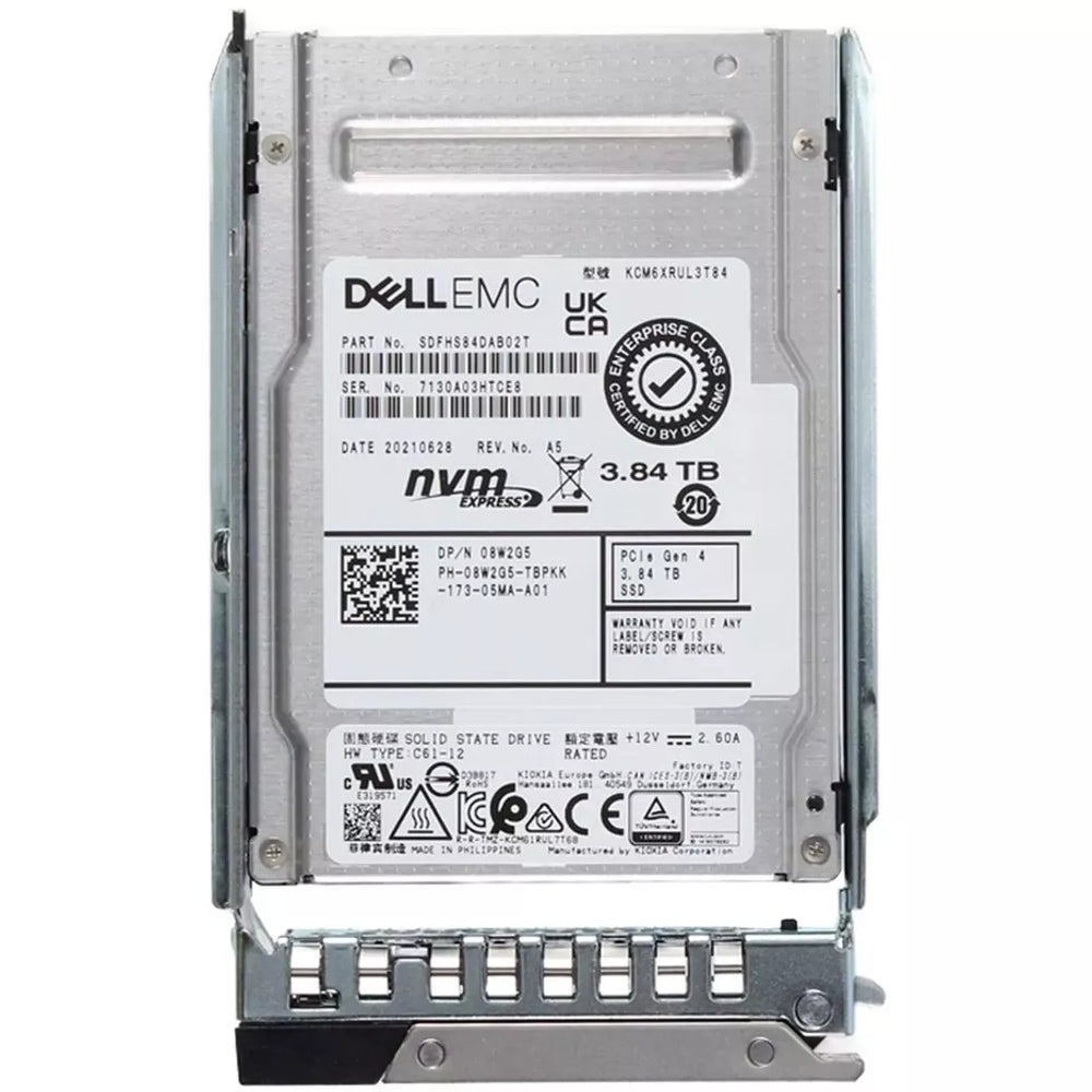 Dell 8W2G5 3.84TB PCIe Gen4 NVMe 2.5-Inch U.3 Read Intensive TLC SSD | USED