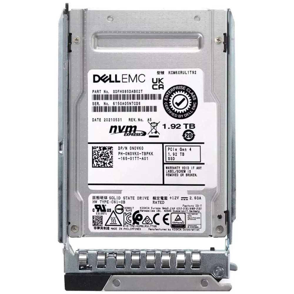 Dell N0VK0 1.92Tb PCIe Gen4.0 NVMe U.2 2.5-Inch Read Intensive SSD | USED
