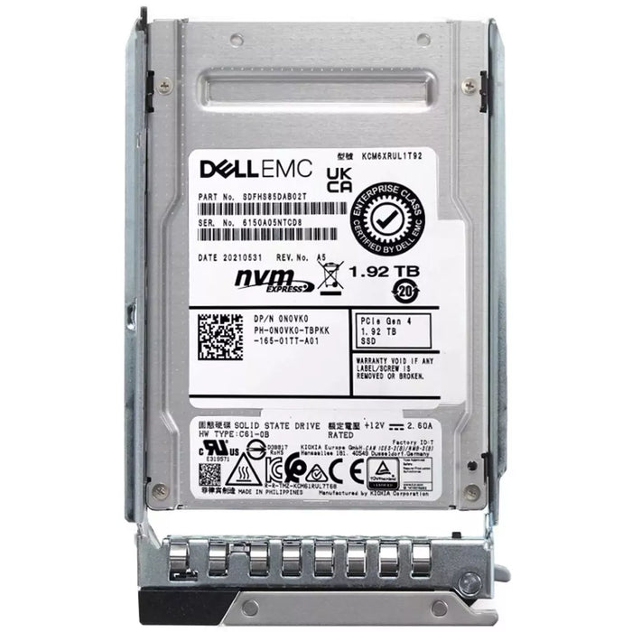 Dell N0VK0 1.92Tb PCIe Gen4.0 NVMe U.2 2.5-Inch Read Intensive SSD | USED