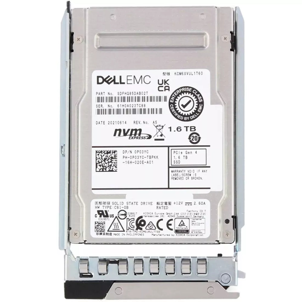 Dell P03YC 1.6TB PCIe NVMe 2.5-Inch U.2 Mixed Use TLC SSD | USED