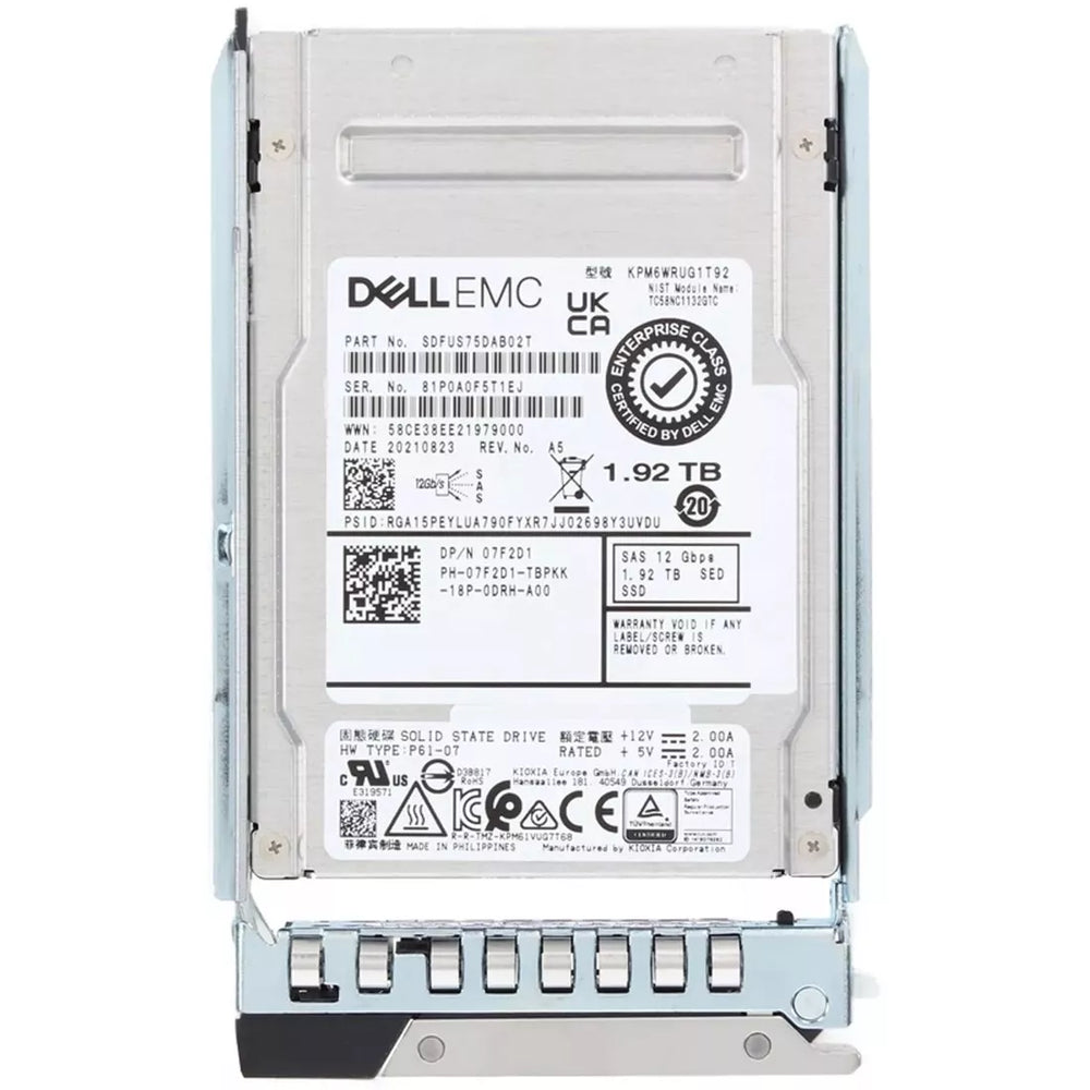 Dell 7F2D1 1.92TB SED SAS-12Gbps 2.5-Inch Read Intensive 1Dwpd SSD | USED