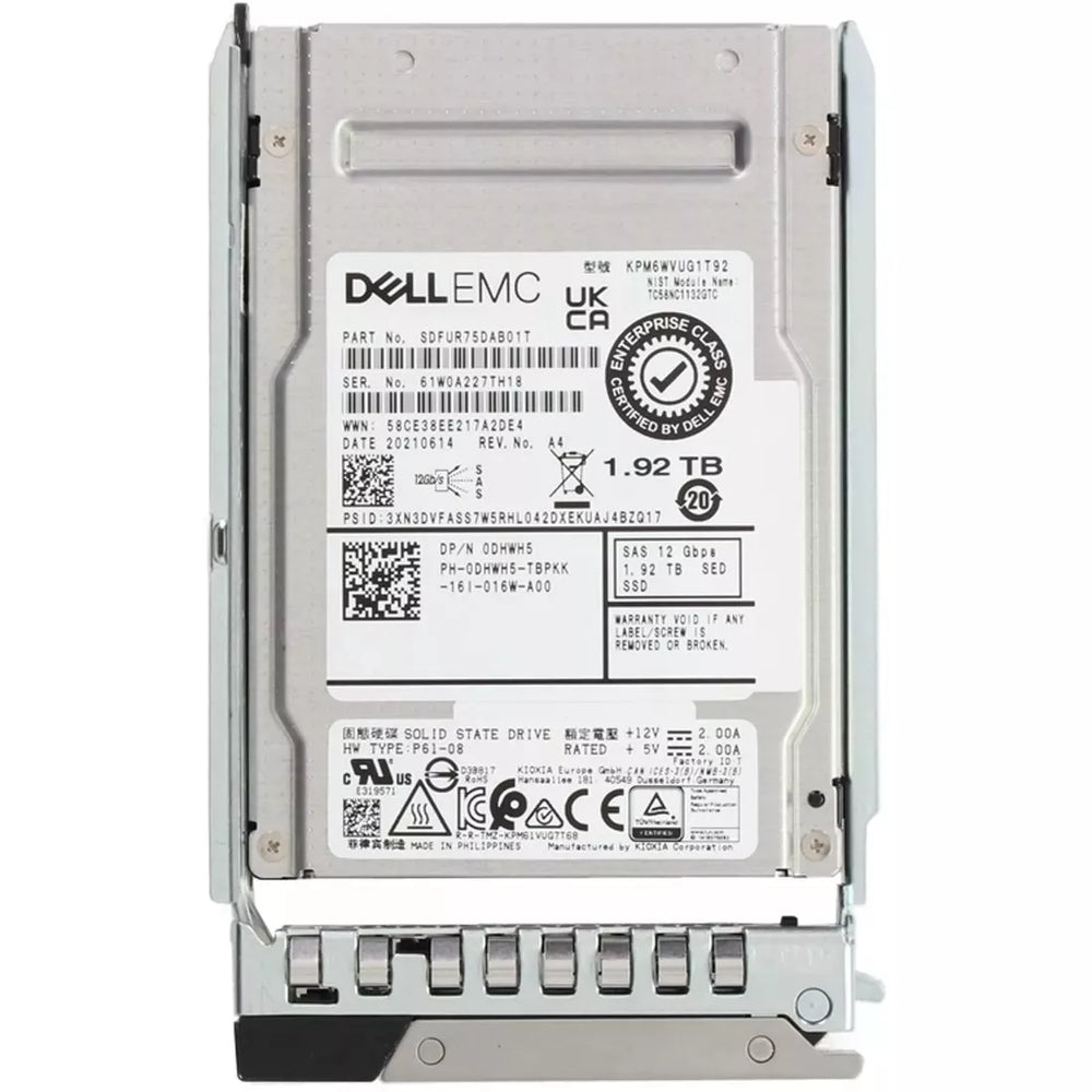 Dell DHWH5 1.92TB SED Mixed Use 3DWPD SAS-12Gbps 2.5Inch Hot Plug SSD | USED