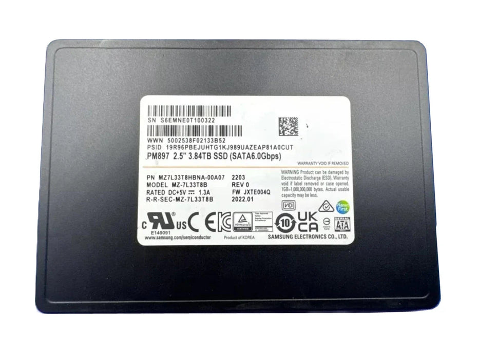Samsung PM897 MZ7L33T8HBNA SSD 3.84 TB SATA 6Gb/s Brand New | USED